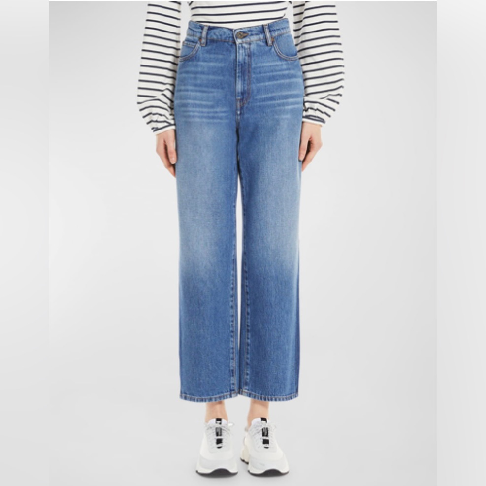 Weekend Max Mara Crop High Rise Wide Leg Jeans Light Wash Women Size 10 Skater